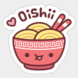 Cute Bowl of Japanese Ramen Noodles Oishii Sticker